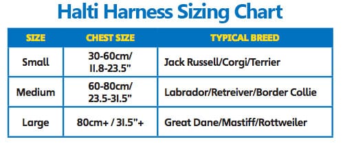 Halti Harness Size Chart